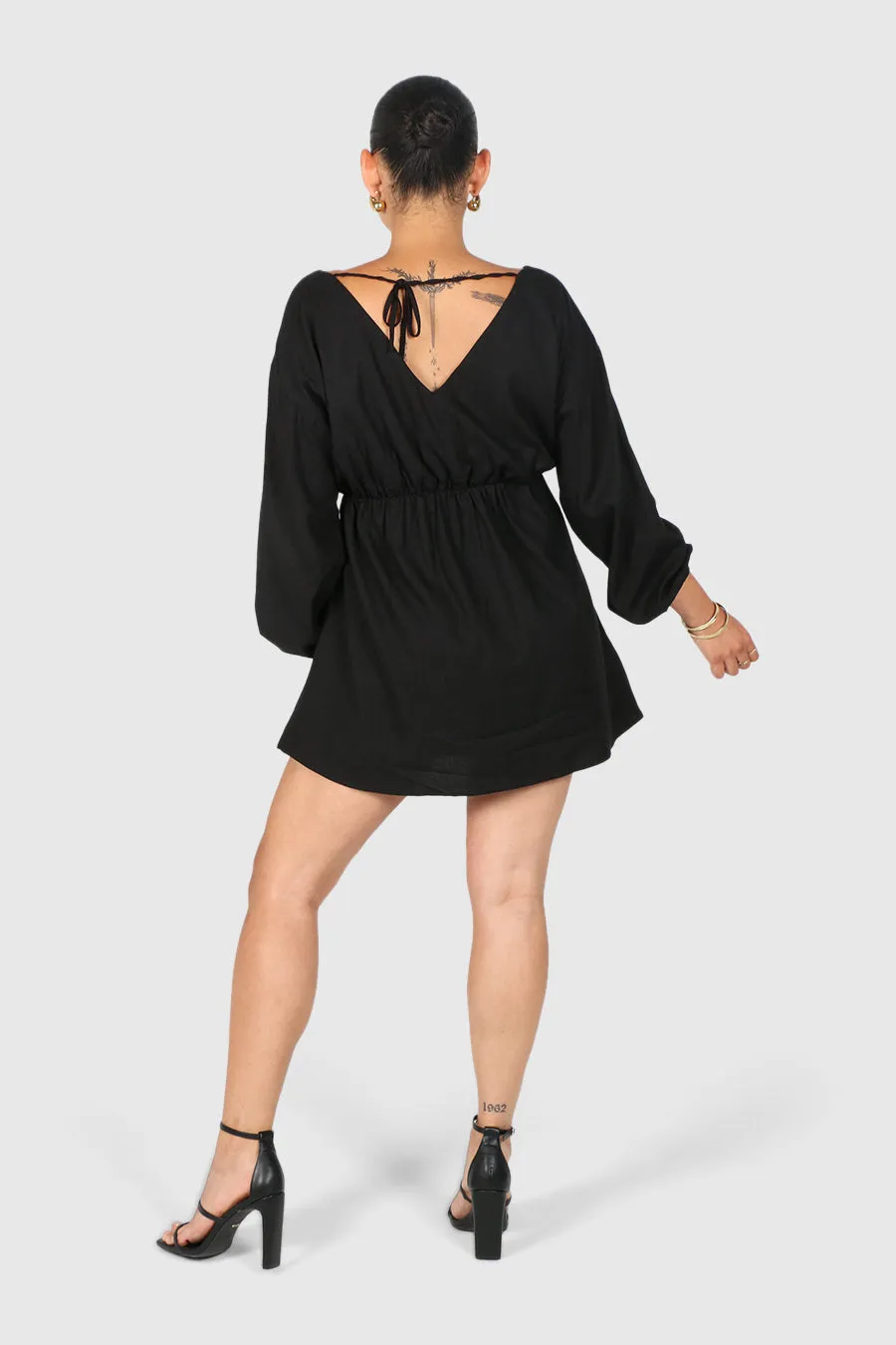 FREYA LINEN DRESS BLACK sold by FAYT The Label product image thumbnail 4