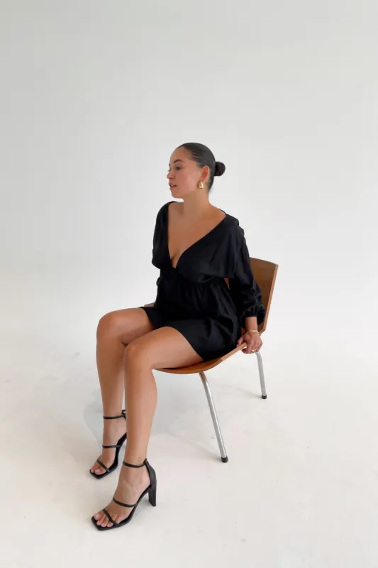 FREYA LINEN DRESS BLACK sold by FAYT The Label