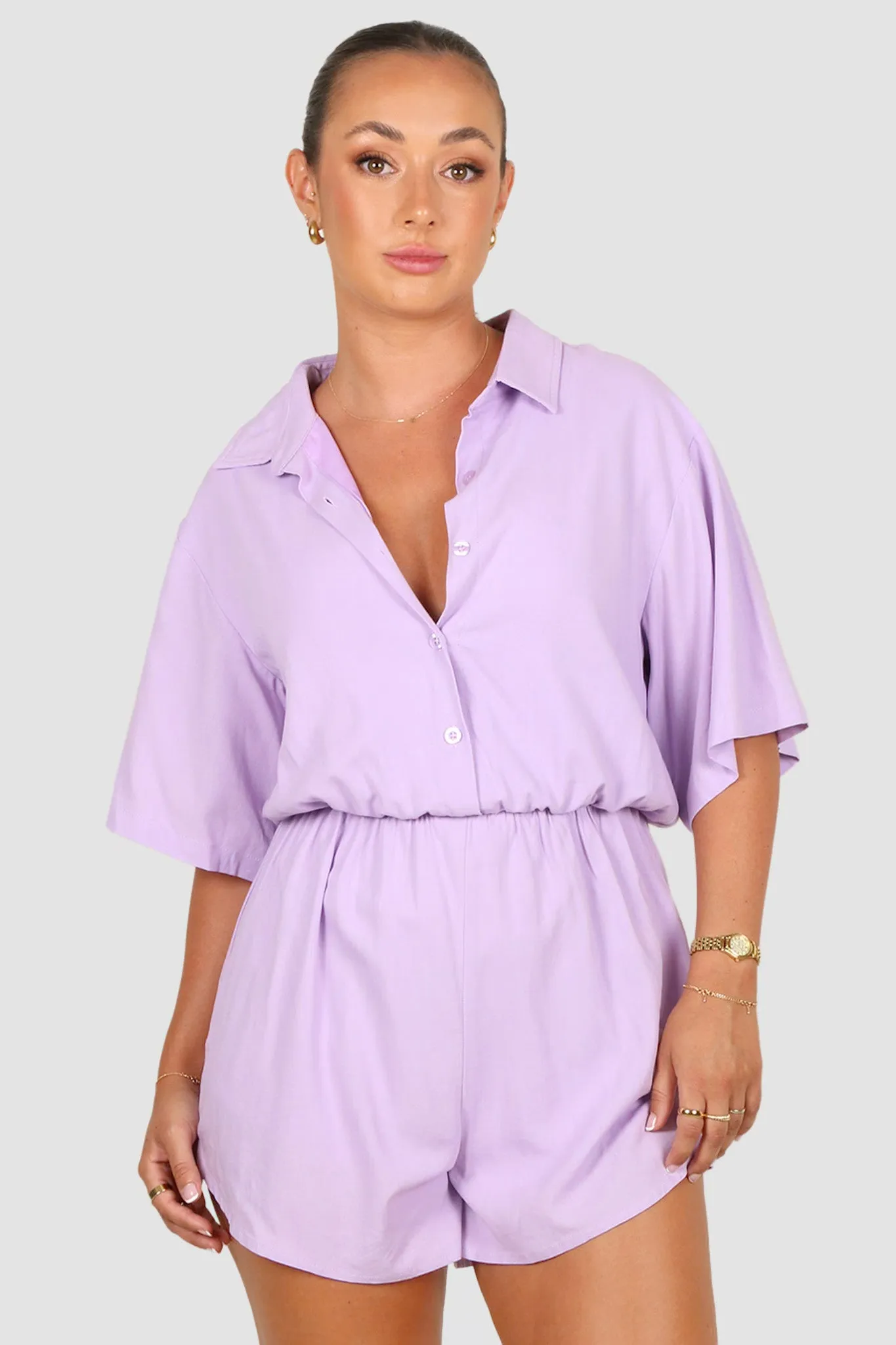 ZEPHYR LINEN PLAYSUIT LILAC sold by FAYT The Label product image thumbnail 3