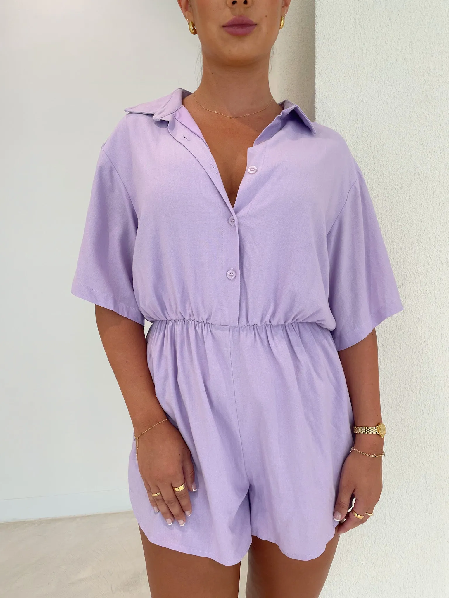 ZEPHYR LINEN PLAYSUIT LILAC sold by FAYT The Label product image thumbnail 5