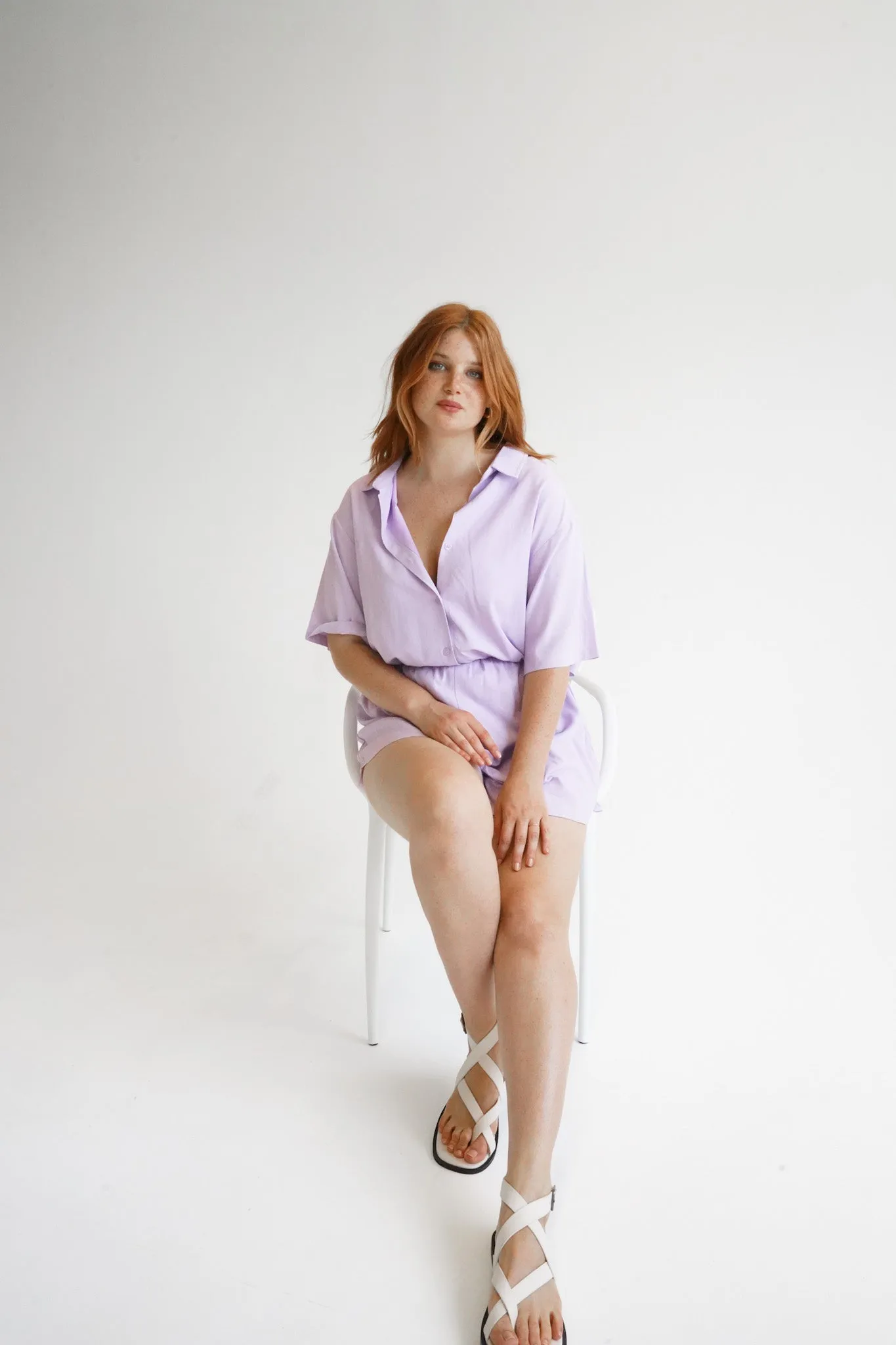 ZEPHYR LINEN PLAYSUIT LILAC sold by FAYT The Label