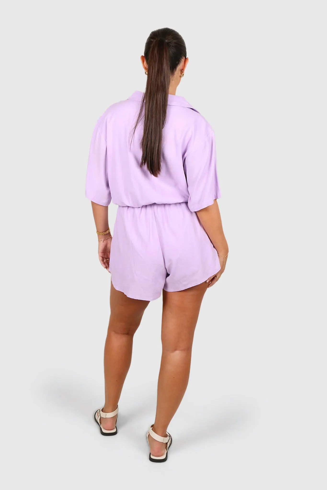 ZEPHYR LINEN PLAYSUIT LILAC sold by FAYT The Label product image thumbnail 4