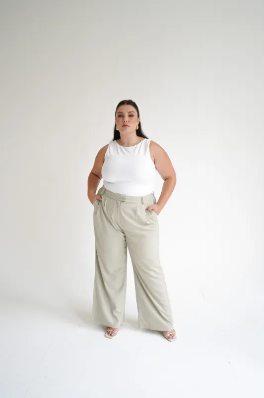 ARIE LINEN PANTS STONE TALL FIT sold by FAYT The Label