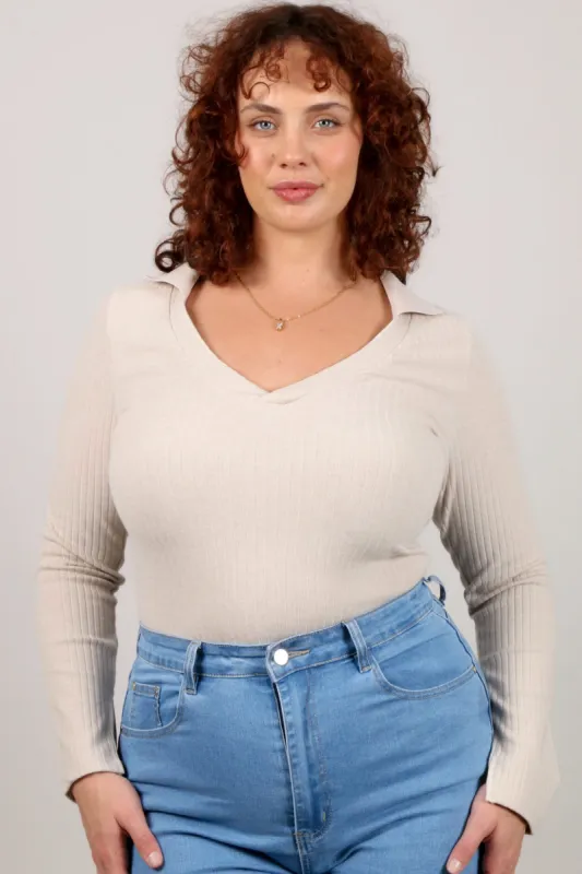 ZITA RIB TOP OATMEAL sold by FAYT The Label