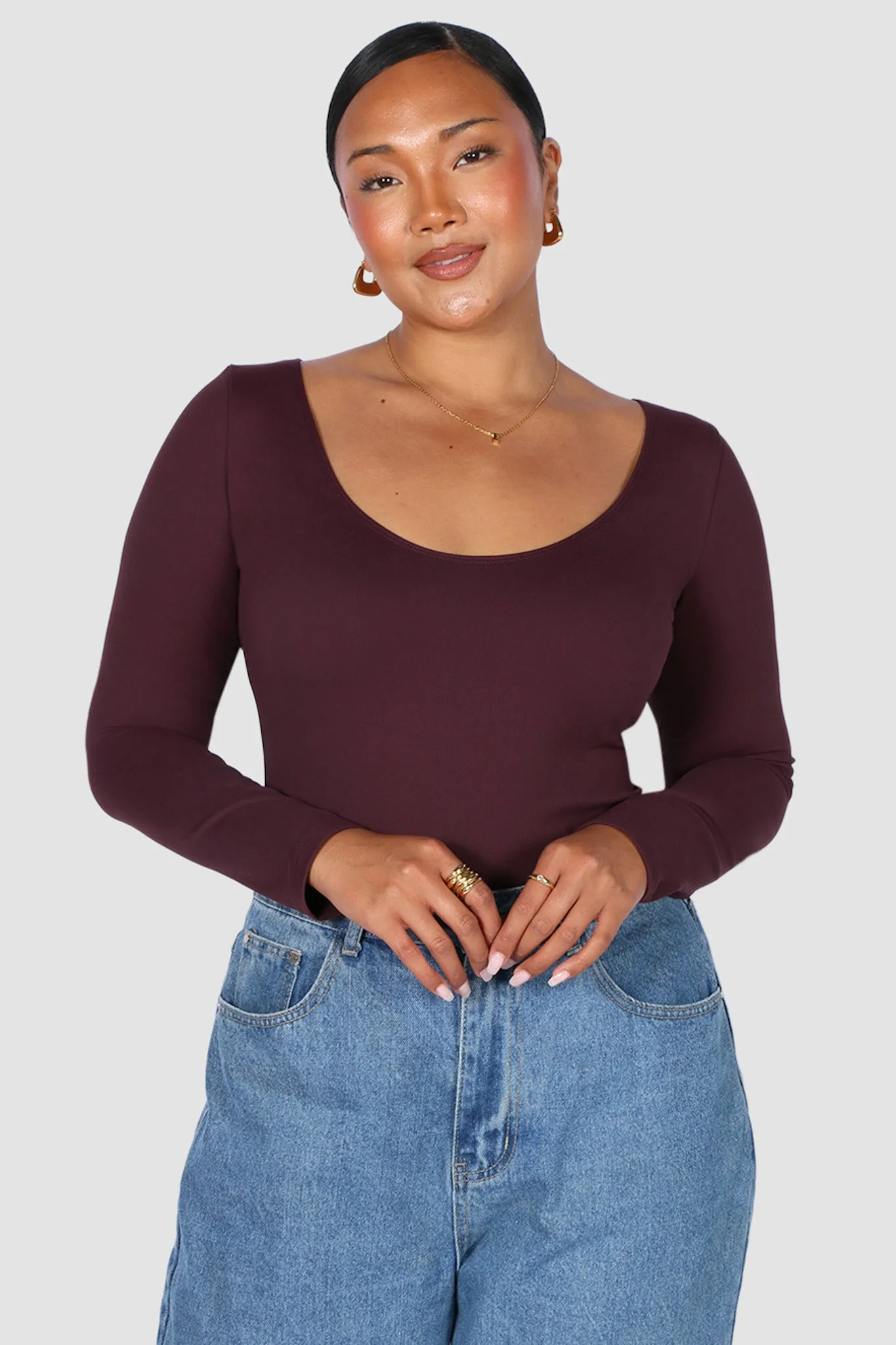 SCOOP NECK BODYSUIT DEEP PLUM sold by FAYT The Label product image thumbnail 3