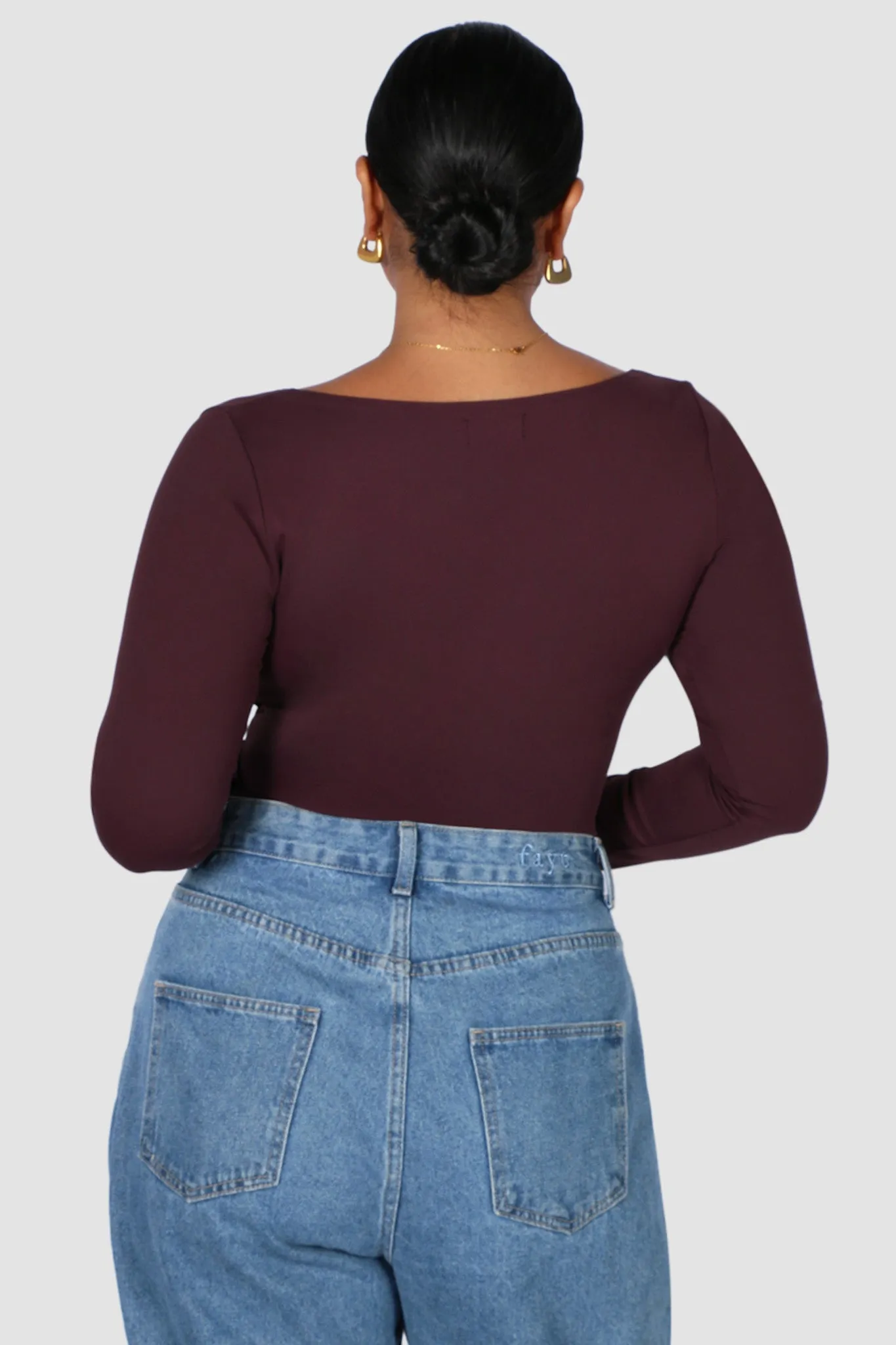 SCOOP NECK BODYSUIT DEEP PLUM sold by FAYT The Label product image thumbnail 4