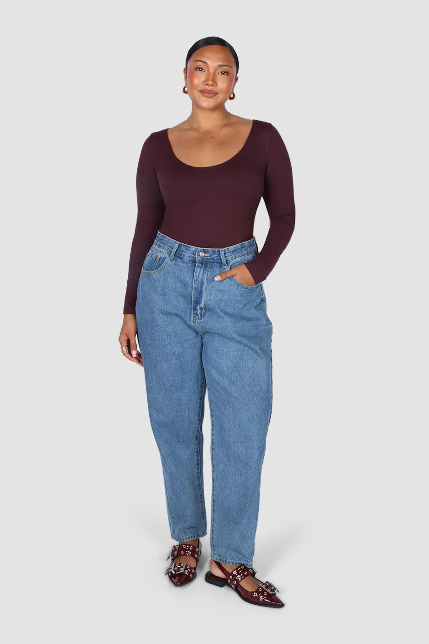 SCOOP NECK BODYSUIT DEEP PLUM sold by FAYT The Label product image thumbnail 5