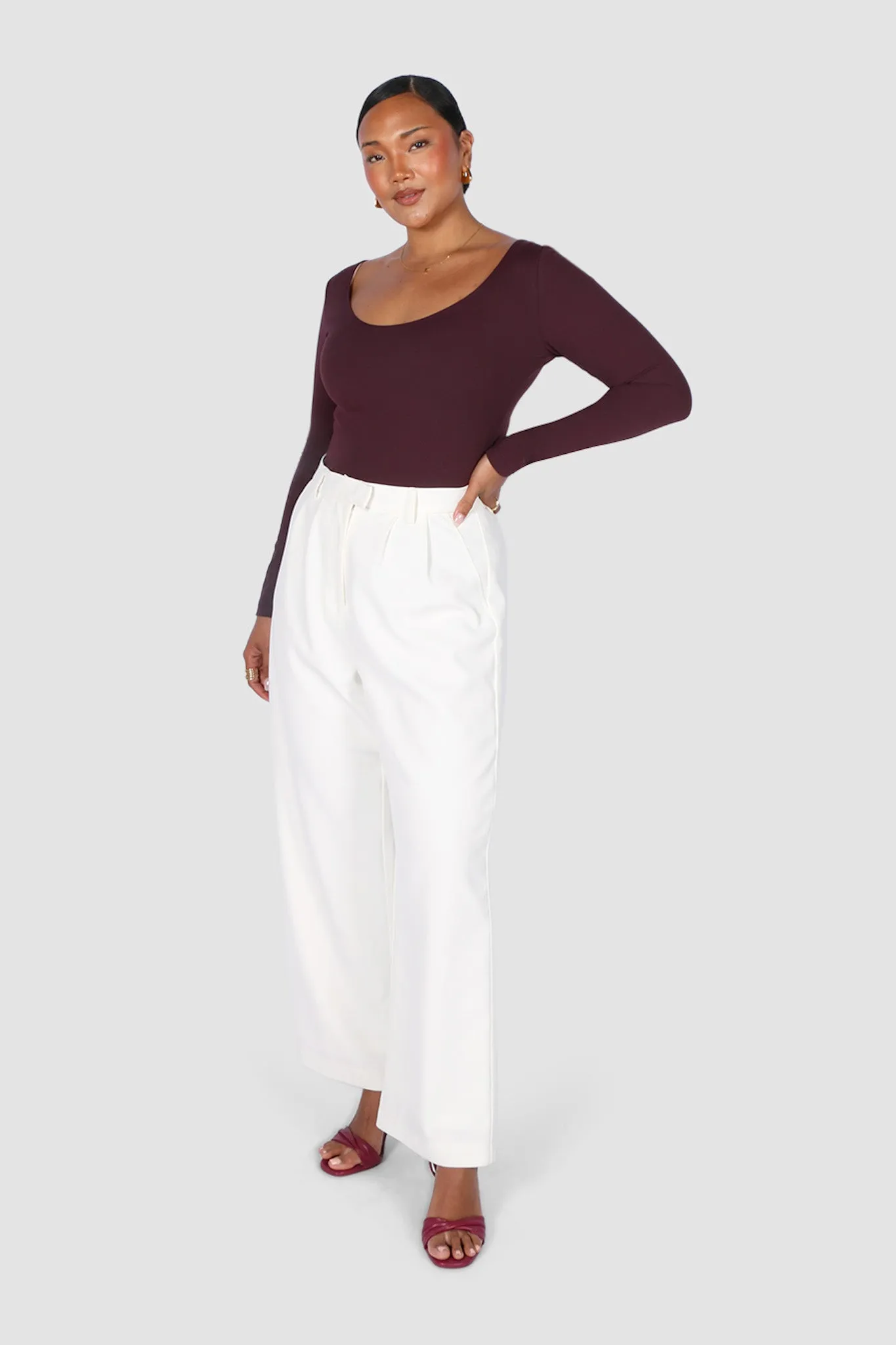 SCOOP NECK BODYSUIT DEEP PLUM sold by FAYT The Label product image thumbnail 2