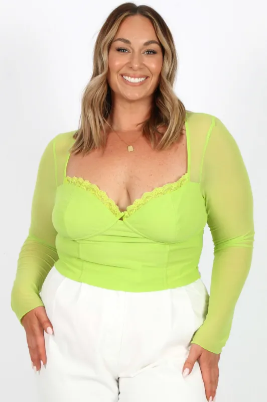 FLEUR MESH TOP KIWI GREEN sold by FAYT The Label