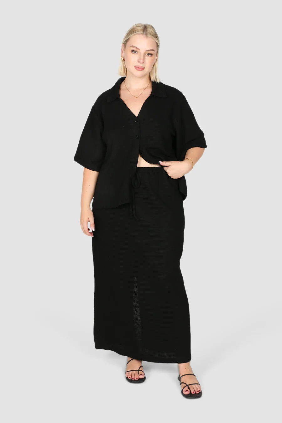 LUMI WAFFLE SHIRT BLACK sold by FAYT The Label product image thumbnail 3