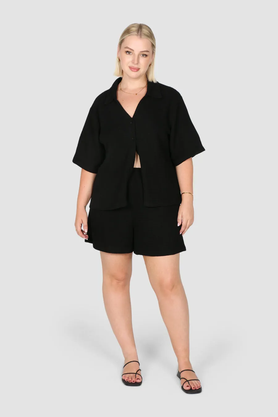 LUMI WAFFLE SHIRT BLACK sold by FAYT The Label product image thumbnail 5