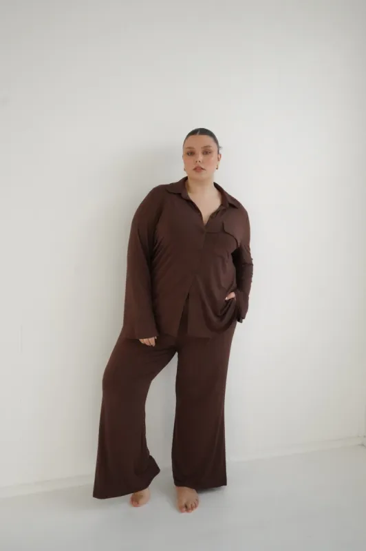 BUTTERY SLEEP TOP L/S ESPRESSO sold by FAYT The Label