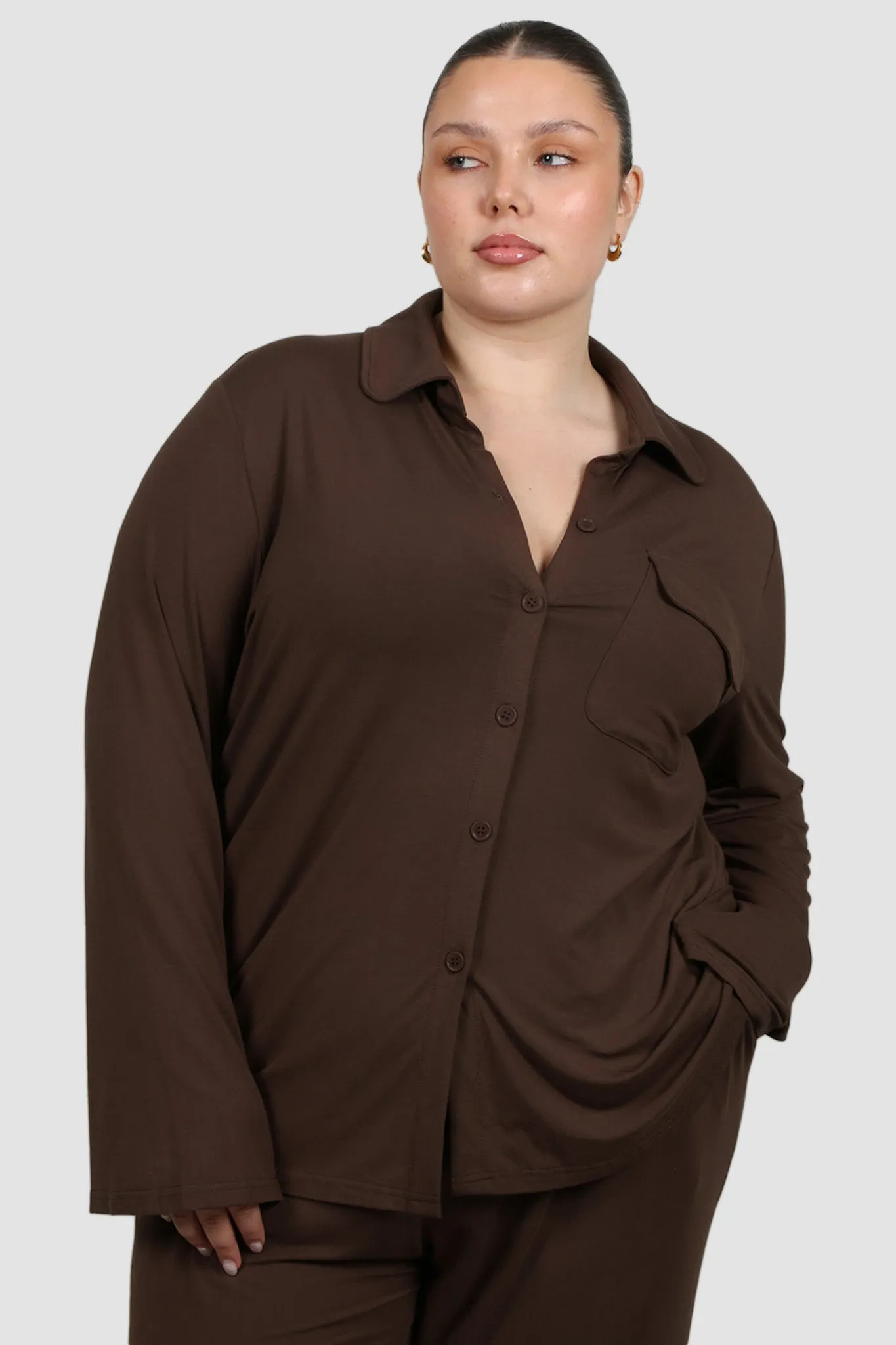 BUTTERY SLEEP TOP L/S ESPRESSO sold by FAYT The Label product image thumbnail 2