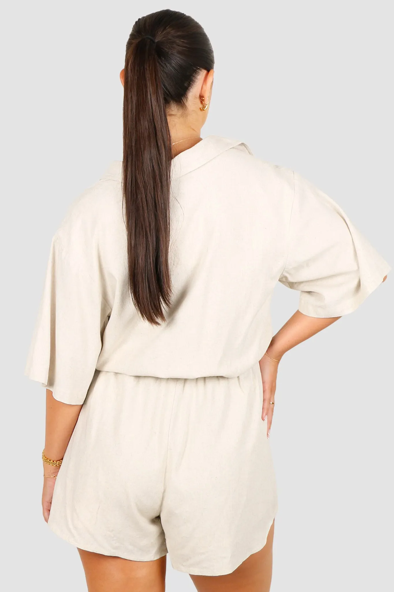 ZEPHYR LINEN PLAYSUIT OAT sold by FAYT The Label product image thumbnail 4