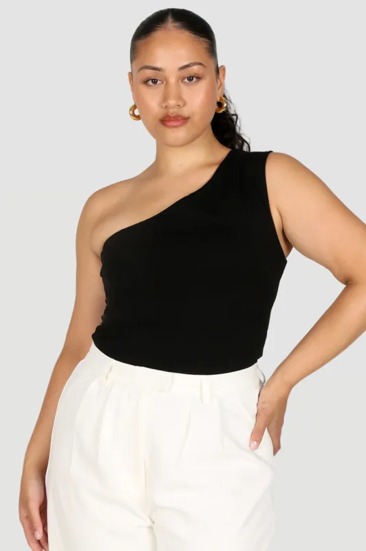 SULLIVAN ONE SHOULDER TOP BLACK sold by FAYT The Label