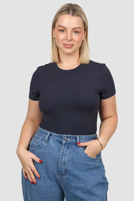S/S BODYSUIT NAVY sold by FAYT The Label