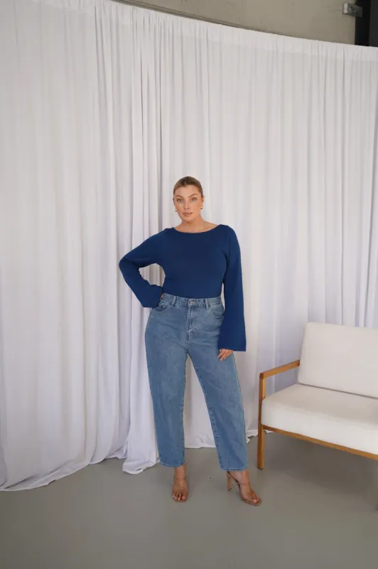 RAE KNIT TOP NAVY sold by FAYT The Label