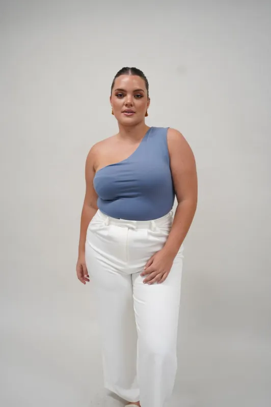 SULLIVAN ONE SHOULDER TOP STEEL BLUE sold by FAYT The Label