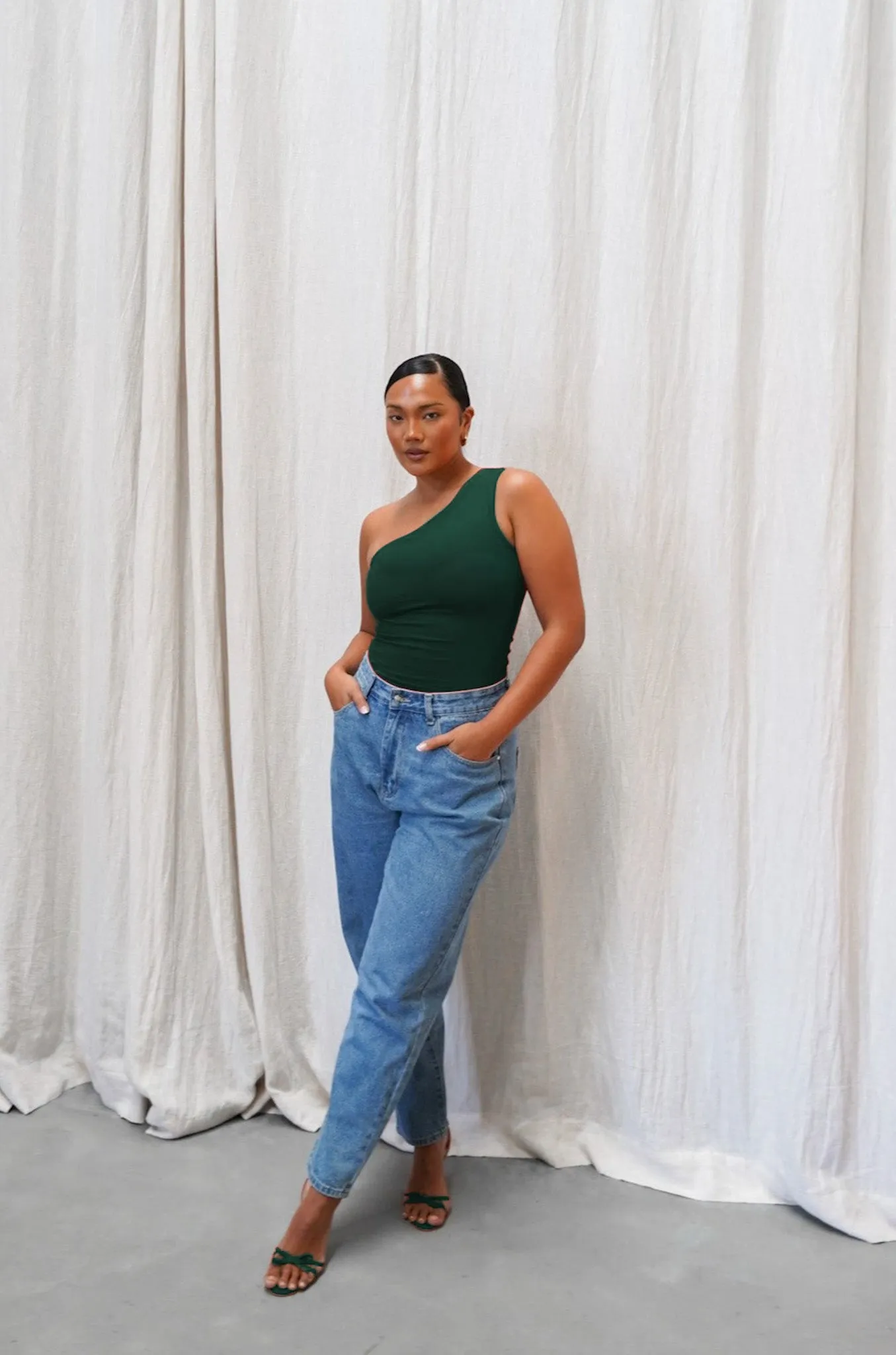 SULLIVAN ONE SHOULDER TOP DEEP GREEN sold by FAYT The Label product image thumbnail 4