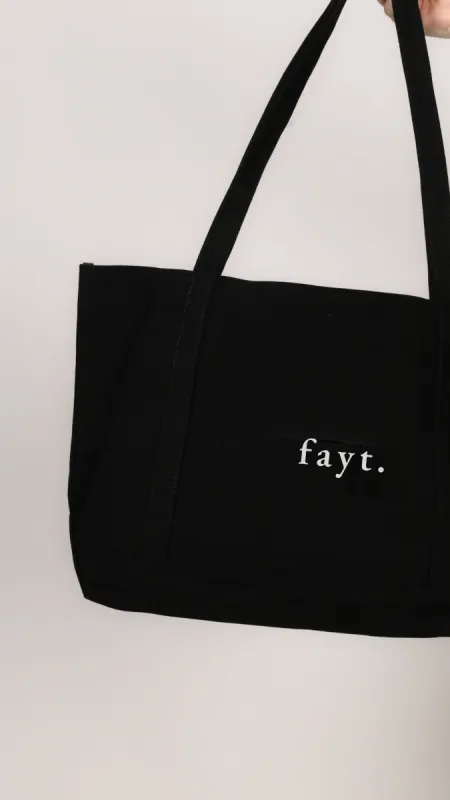 FAYT EMBROIDERED TOTE BAG BLACK sold by FAYT The Label