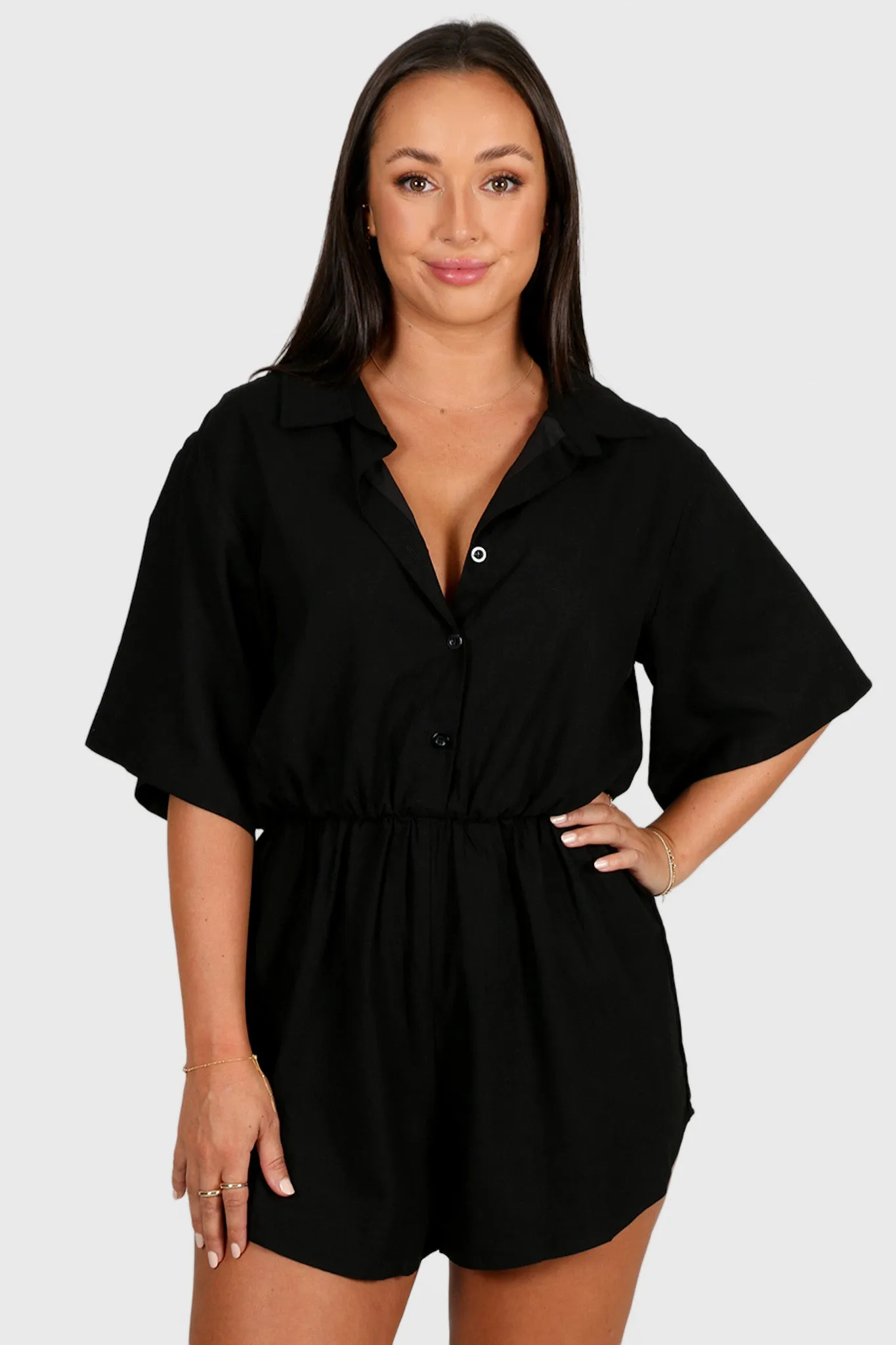 ZEPHYR LINEN BLEND PLAYSUIT BLACK sold by FAYT The Label product image thumbnail 4