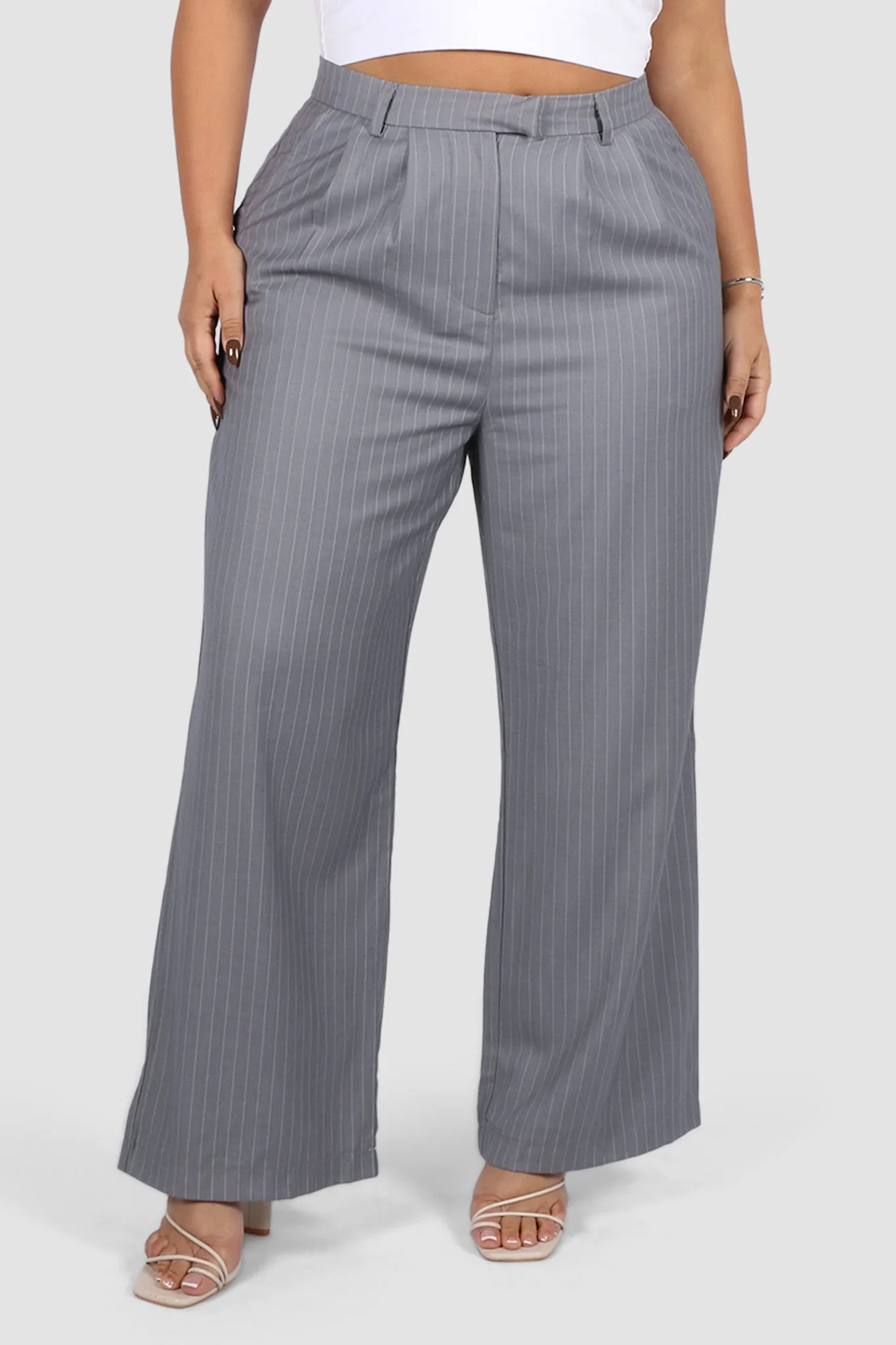 DOWNTOWN PANT LIGHT GREY PINSTRIPE sold by FAYT The Label product image thumbnail 3