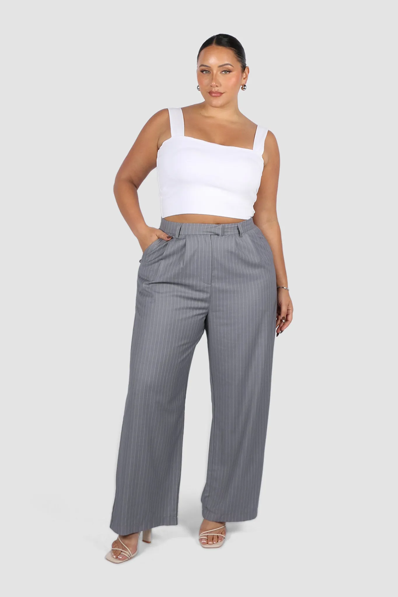 DOWNTOWN PANT LIGHT GREY PINSTRIPE sold by FAYT The Label product image thumbnail 5