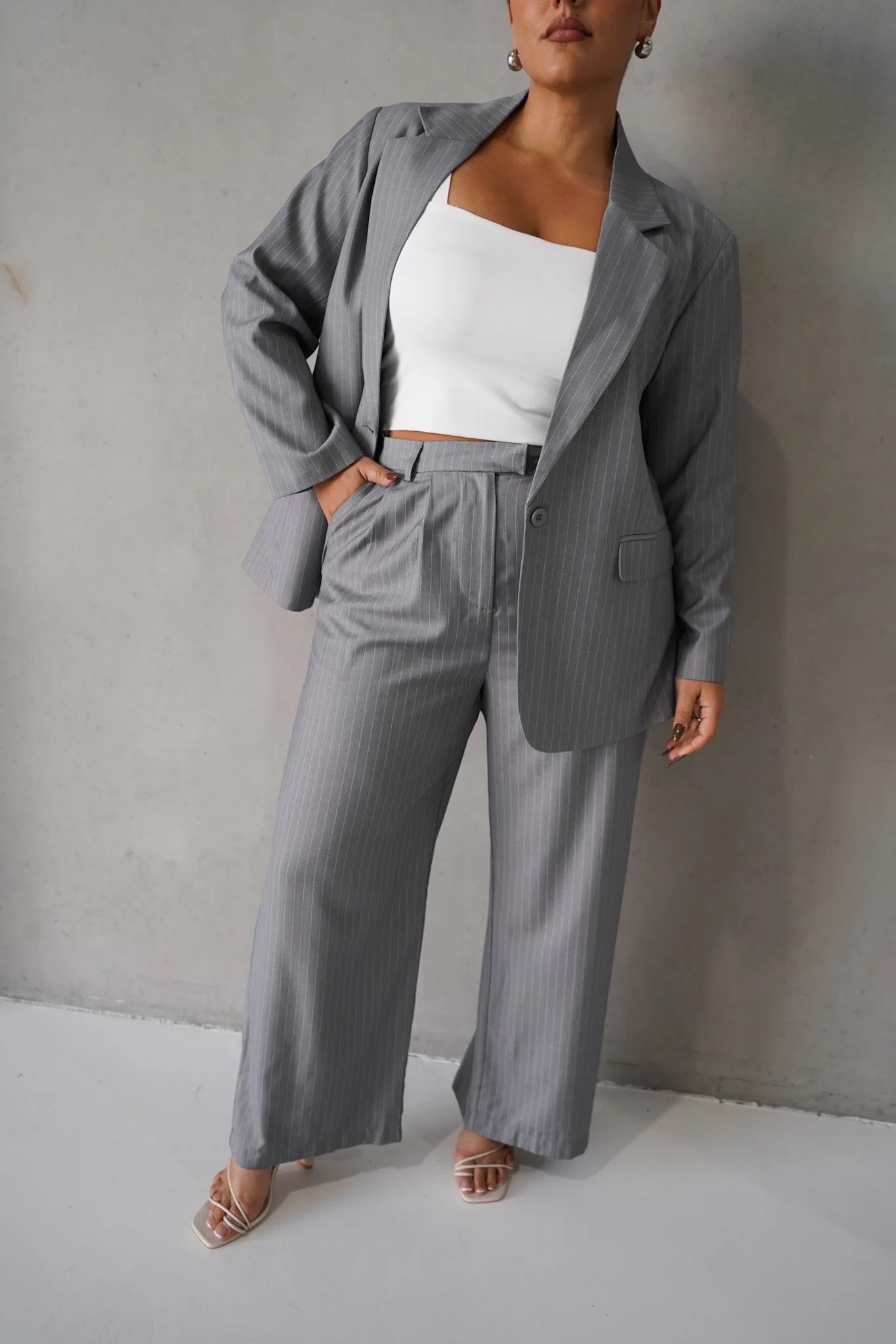 DOWNTOWN PANT LIGHT GREY PINSTRIPE sold by FAYT The Label product image thumbnail 2
