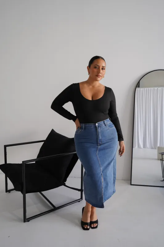 HUDSON MIDI SKIRT DEEP BLUE sold by FAYT The Label