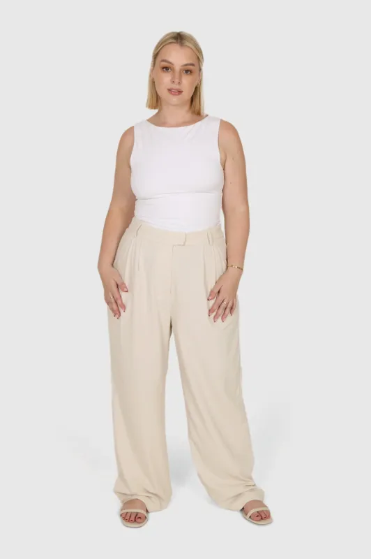 FB SALE - ARIE LINEN PANTS MILK SIZE 26 sold by FAYT The Label
