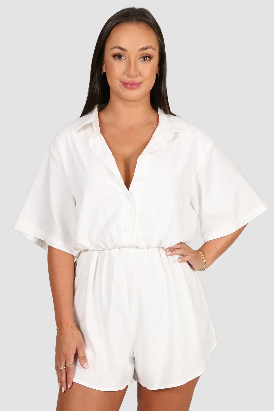 FB SALE - ZEPHYR LINEN PLAYSUIT WHITE SIZE 10 sold by FAYT The Label