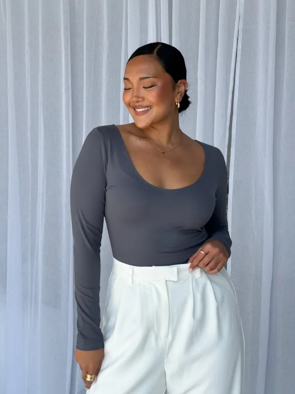 FB SALE - SCOOP NECK BODYSUIT GREY SIZE 14 sold by FAYT The Label