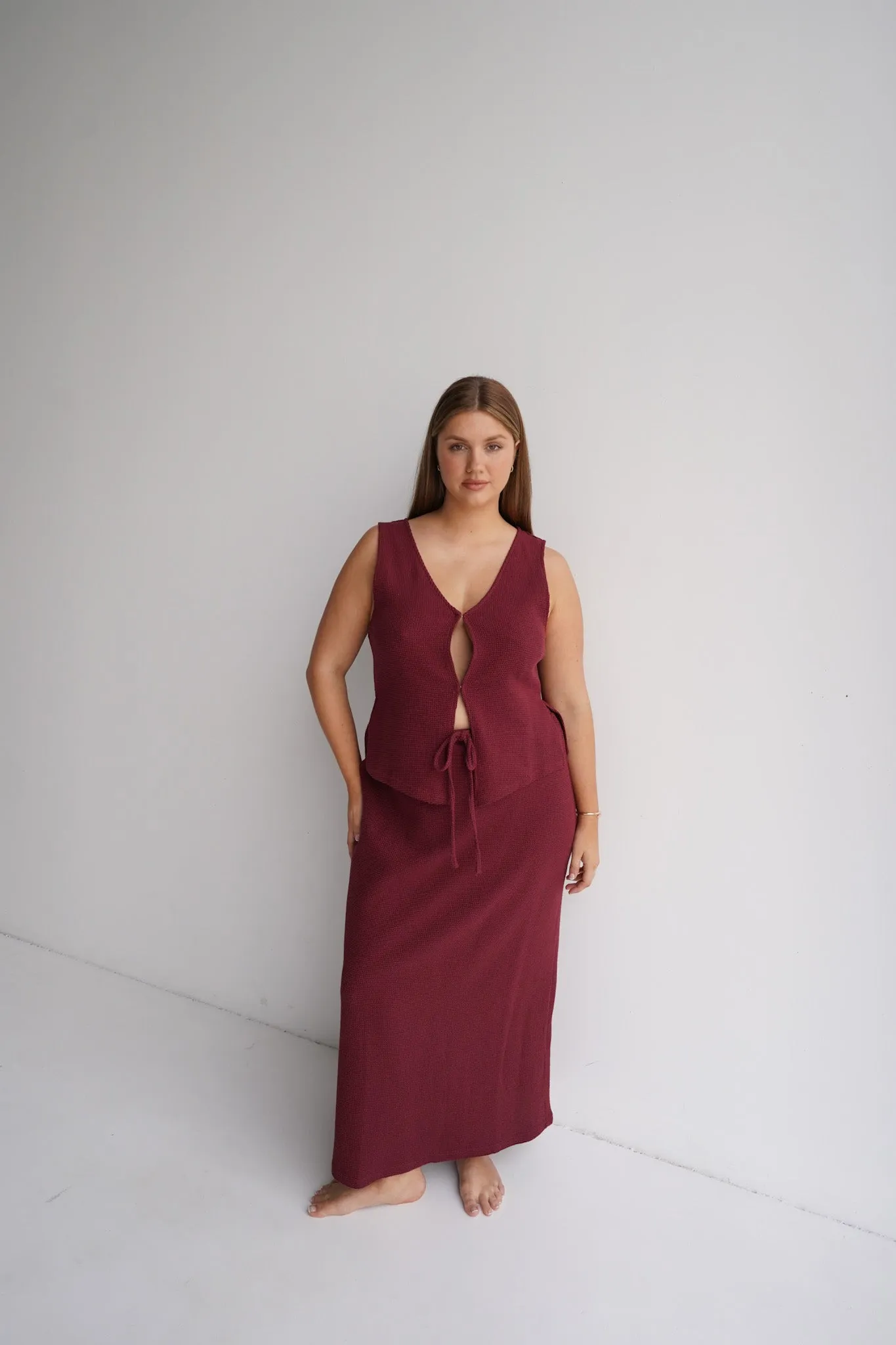 EVIE WAFFLE TOP MERLOT sold by FAYT The Label product image thumbnail 2