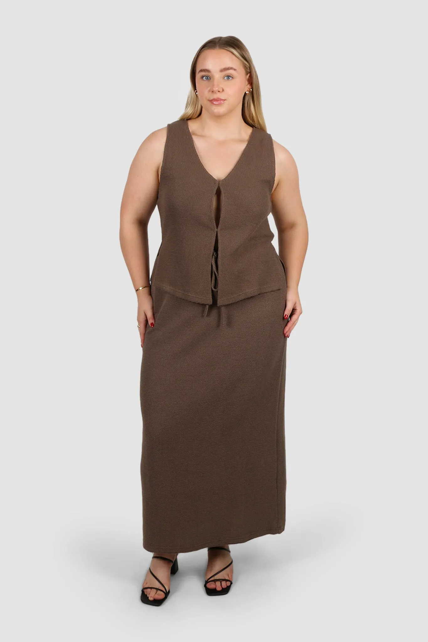 EVIE WAFFLE TOP MOCHA sold by FAYT The Label product image thumbnail 4
