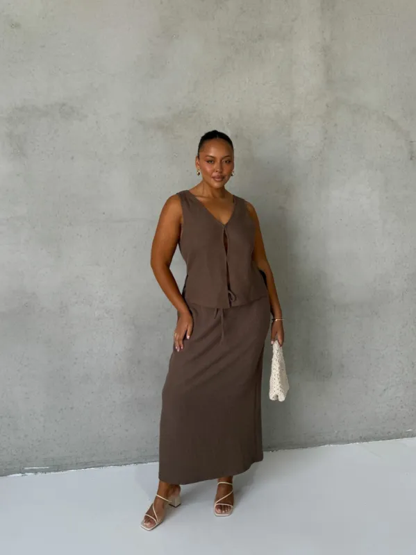 EVIE WAFFLE TOP MOCHA sold by FAYT The Label