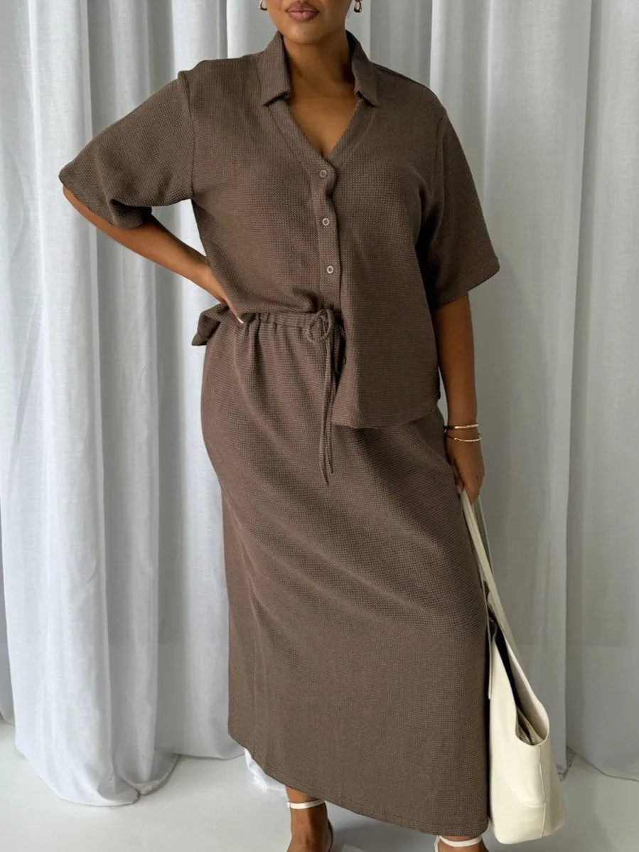 LUMI WAFFLE SHIRT MOCHA sold by FAYT The Label product image thumbnail 2