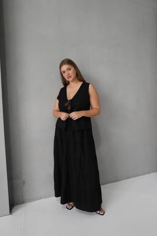 ZYLA TIERED MAXI SKIRT BLACK sold by FAYT The Label