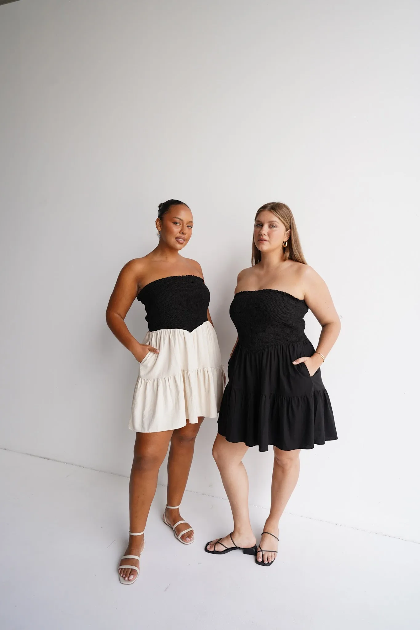 RYLIN DRESS NEUTRAL/BLACK sold by FAYT The Label