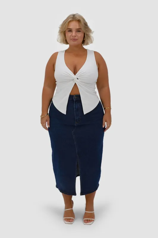 HUDSON MIDI SKIRT MIDNIGHT BLUE sold by FAYT The Label