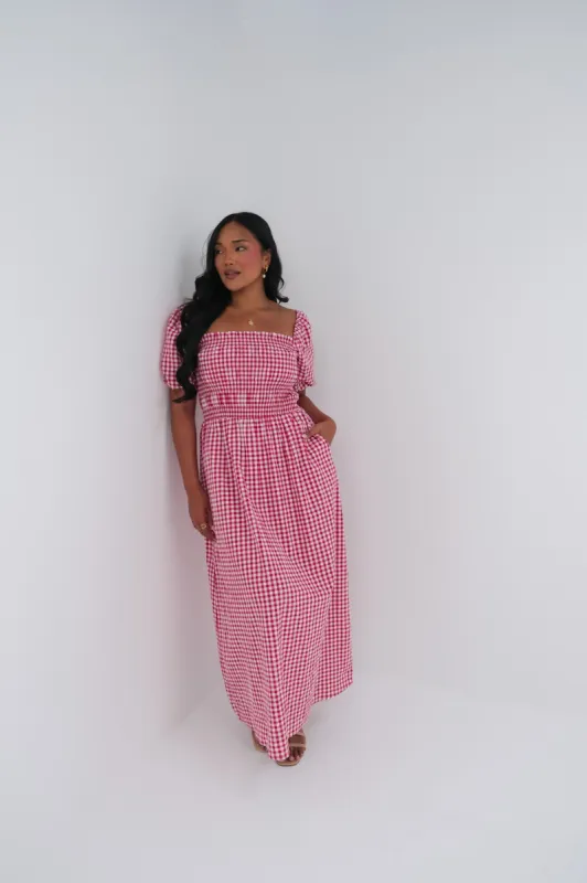 ISMAE MAXI DRESS RED GINGHAM sold by FAYT The Label