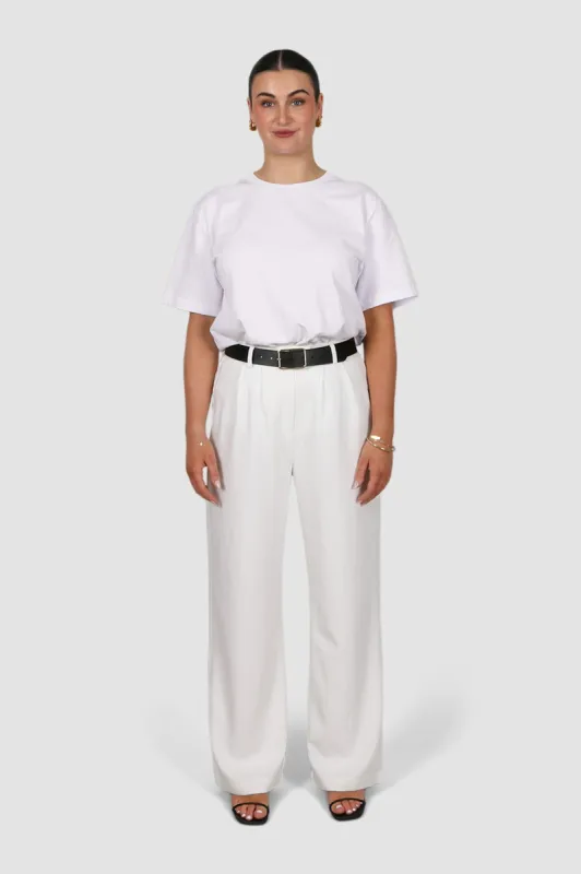 FB SALE - DOWNTOWN WIDE LEG PANT WHITE TALL FIT SIZE 10 (D) sold by FAYT The Label