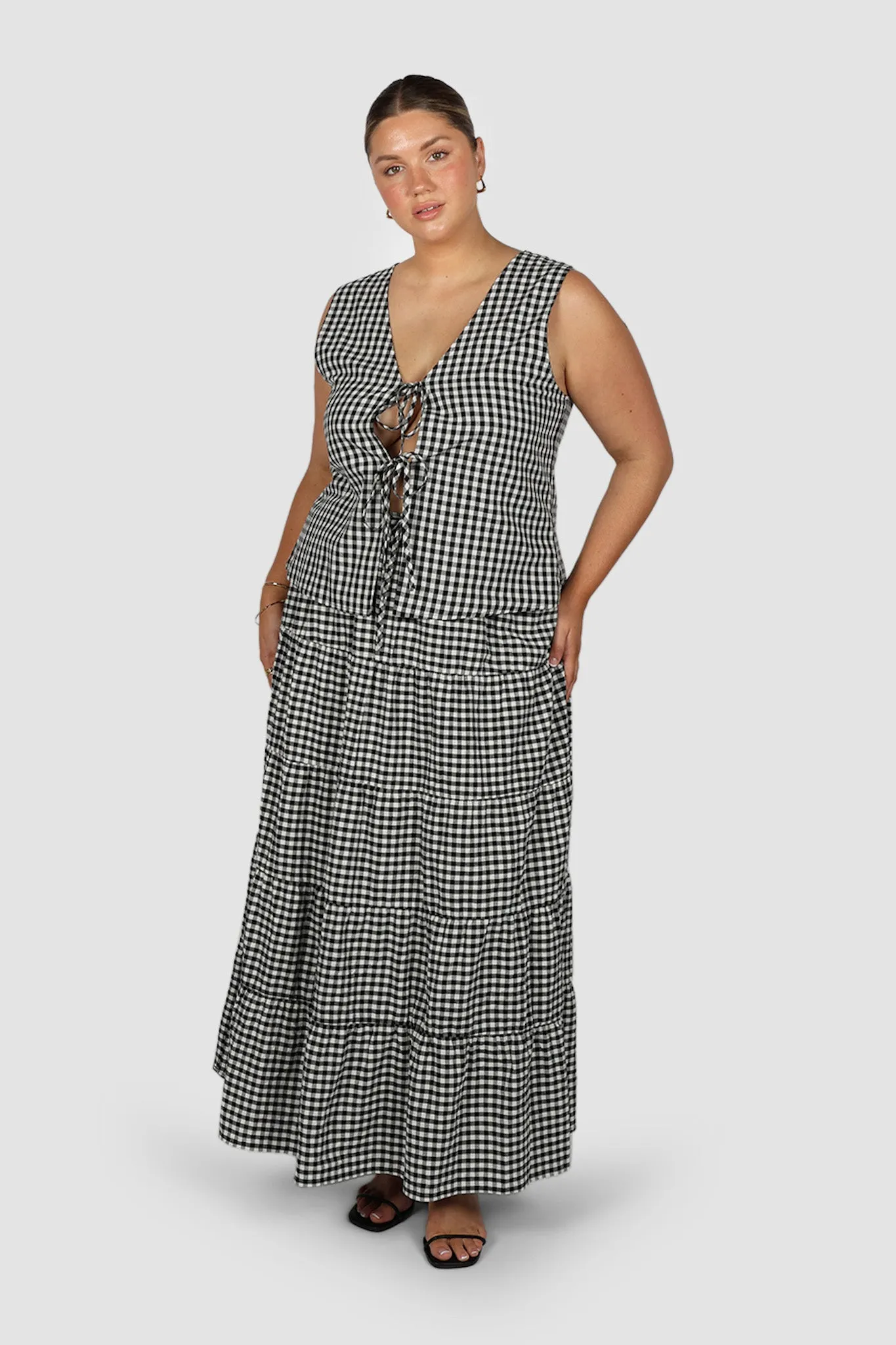 ZYLA MAXI SKIRT B&W GINGHAM sold by FAYT The Label product image thumbnail 2