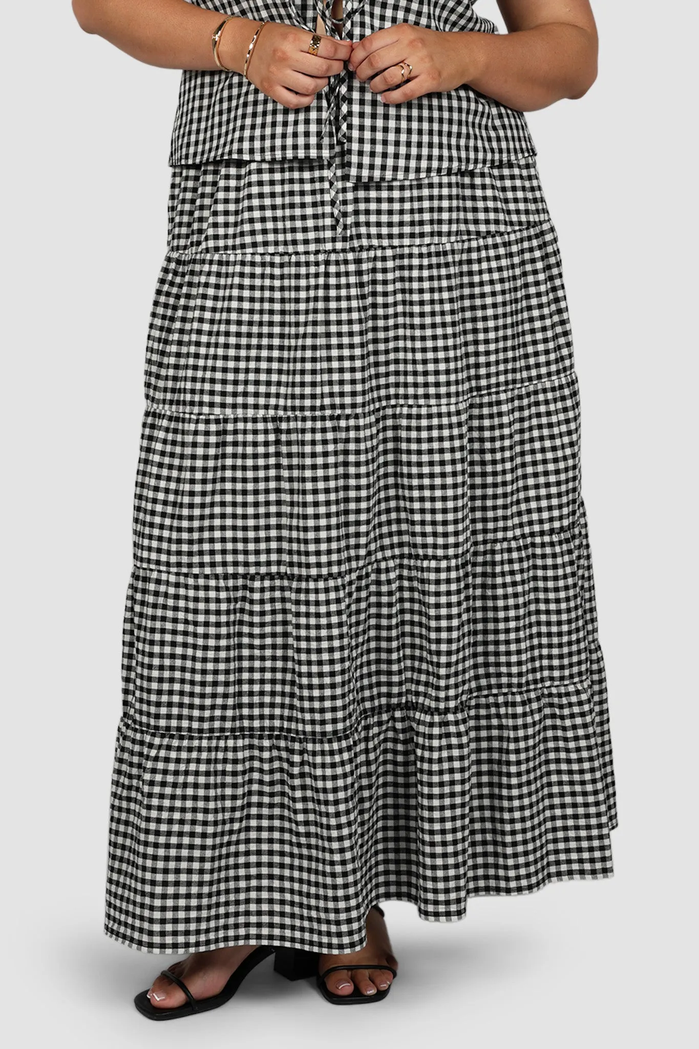 ZYLA MAXI SKIRT B&W GINGHAM sold by FAYT The Label product image thumbnail 4