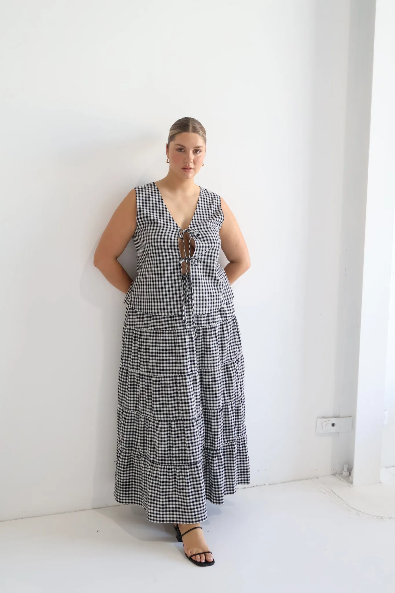 ZYLA MAXI SKIRT B&W GINGHAM sold by FAYT The Label