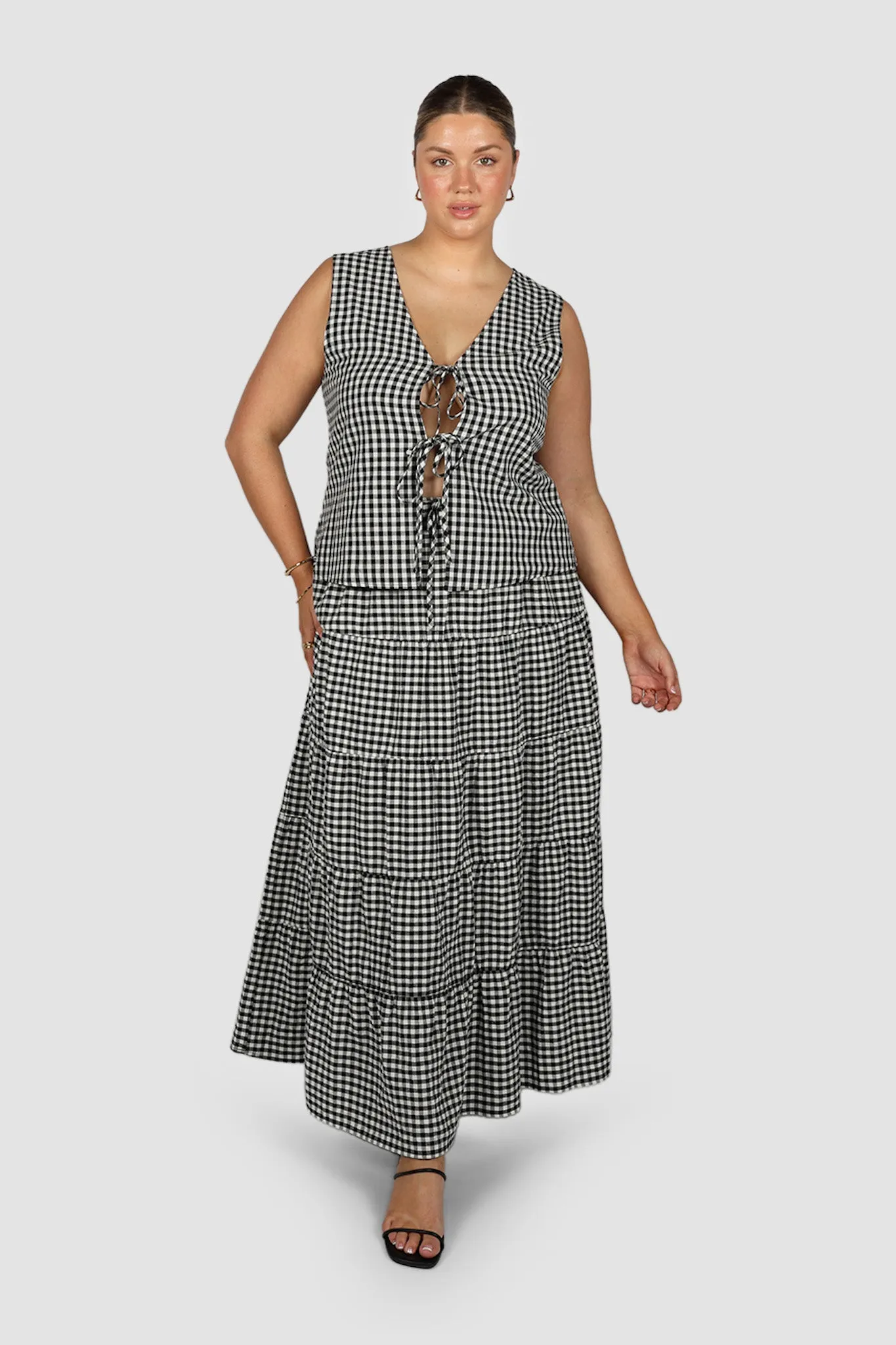ZYLA MAXI SKIRT B&W GINGHAM sold by FAYT The Label product image thumbnail 5