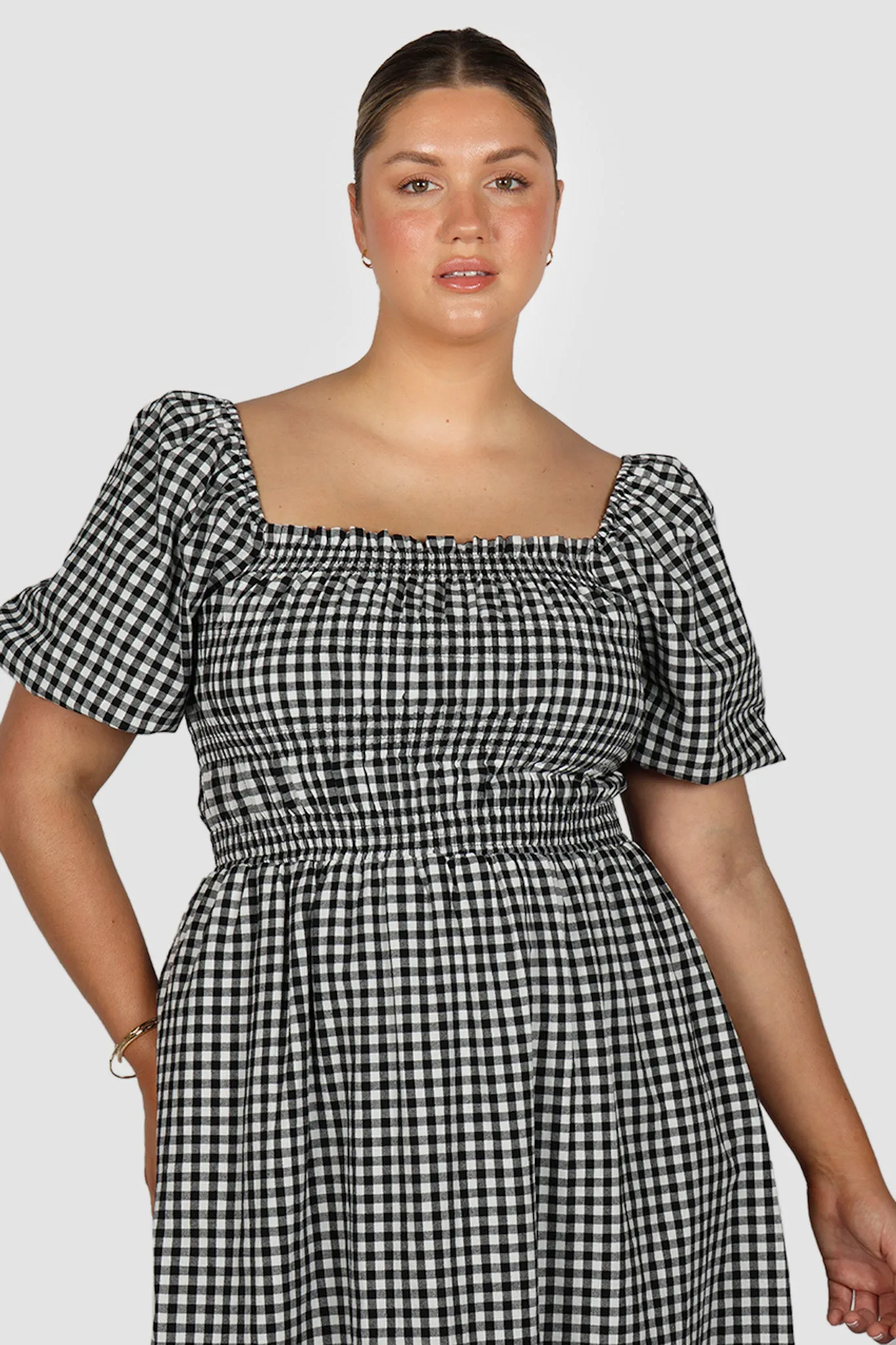 ISMAE MAXI DRESS B&W GINGHAM sold by FAYT The Label product image thumbnail 4