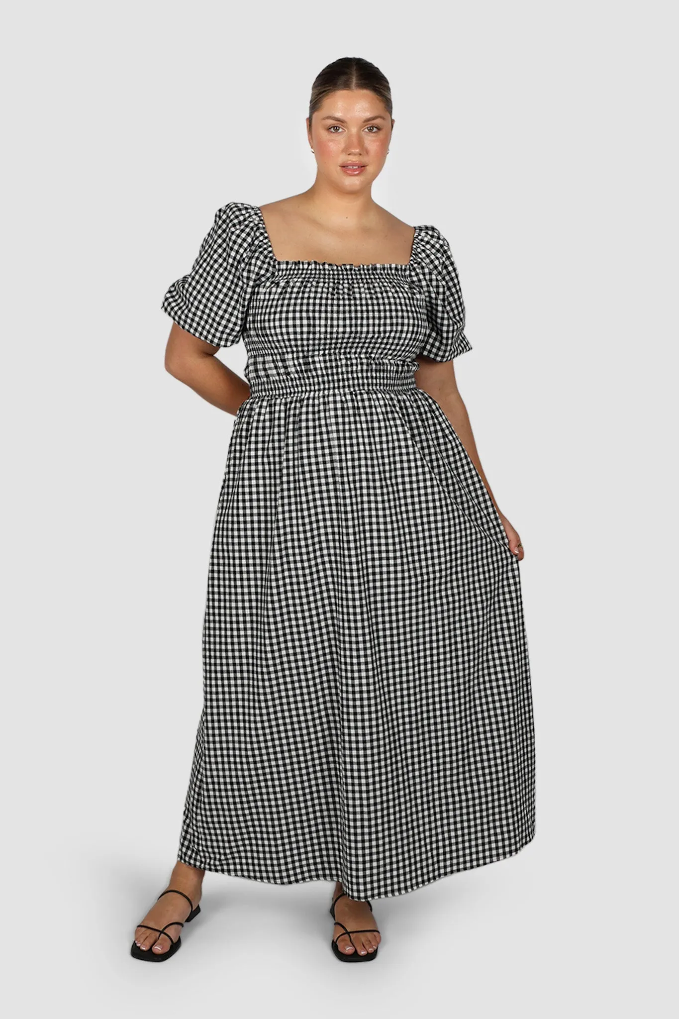 ISMAE MAXI DRESS B&W GINGHAM sold by FAYT The Label product image thumbnail 2