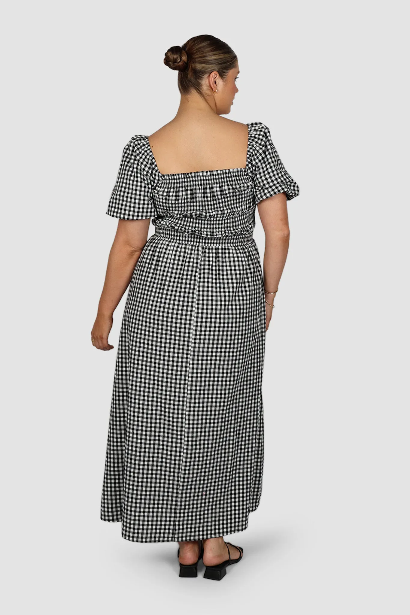 ISMAE MAXI DRESS B&W GINGHAM sold by FAYT The Label product image thumbnail 3