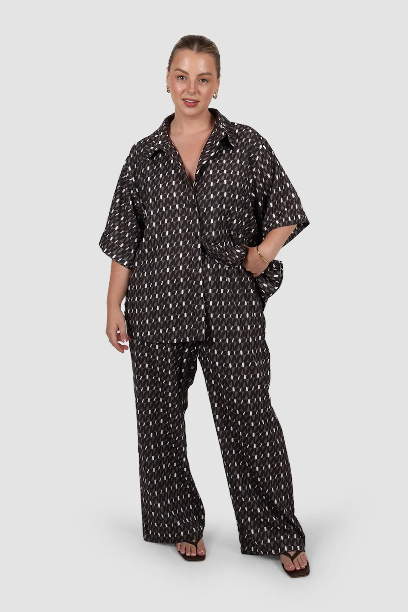 BLANCO PANTS BROWN GEO sold by FAYT The Label