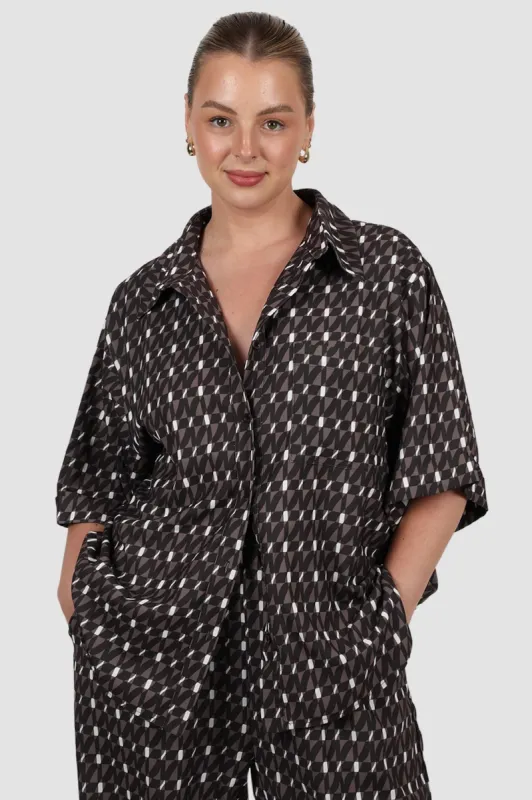 INDA SHIRT BROWN GEO sold by FAYT The Label
